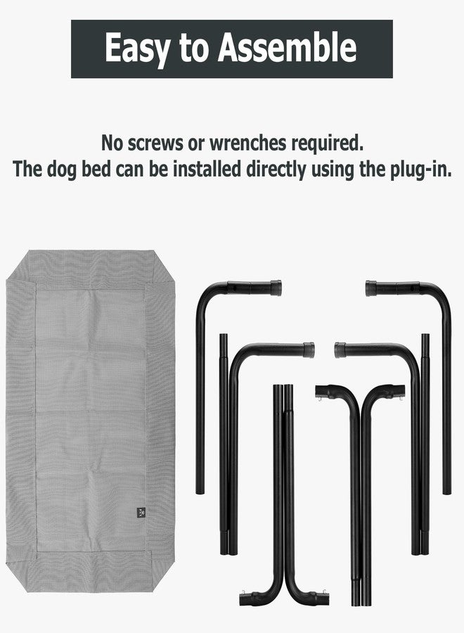 PVY Elevated Dog Bed for Outdoor, XXXL Raised Dogs Cot with Washable Mesh, Cooling Pet Beds Chew Proof Dog Hammock, Metal Frame Lifted Platform for Training Outside Camping, 59 inch Grey - Image 2